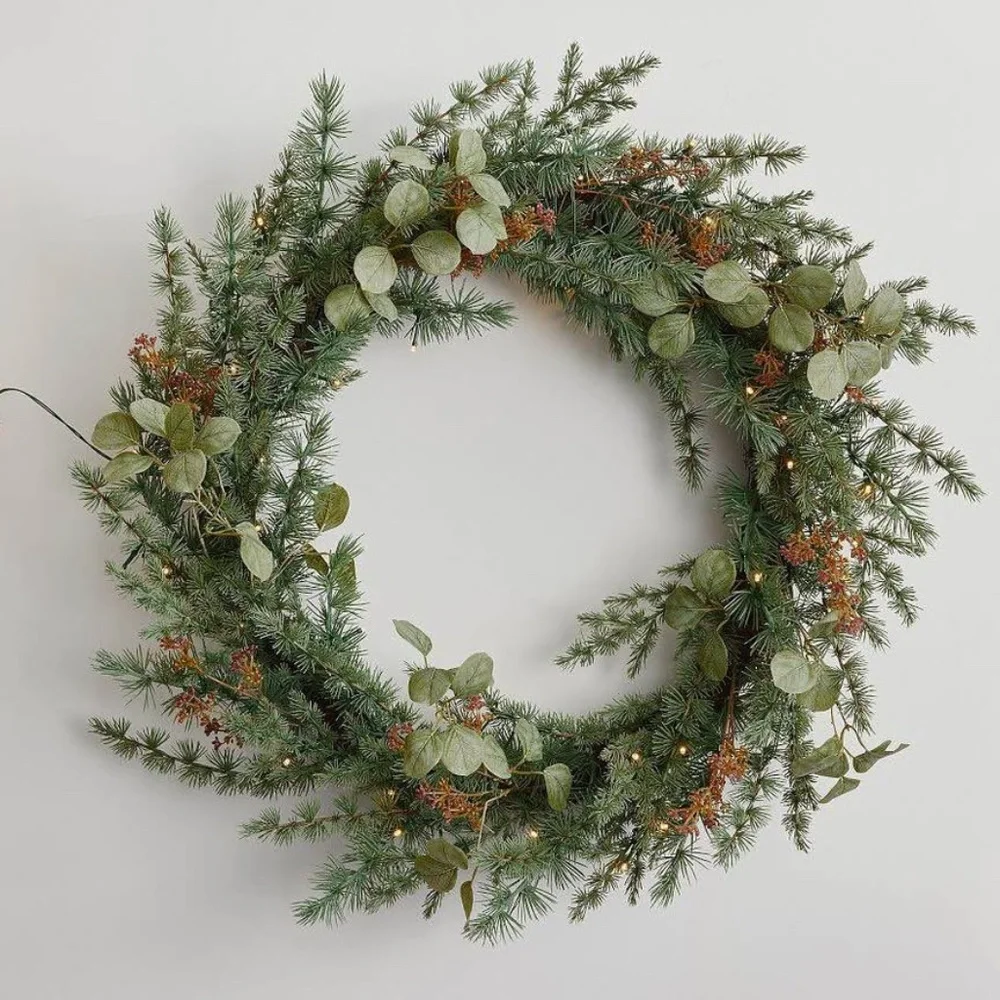 Pottery Barn New in Box 33 Faux Silver Dollar Eucalyptus Wreath